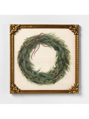 Studio McGee Threshold Red Ribbon Bow Framed Wreath Wall Art Christmas 2025